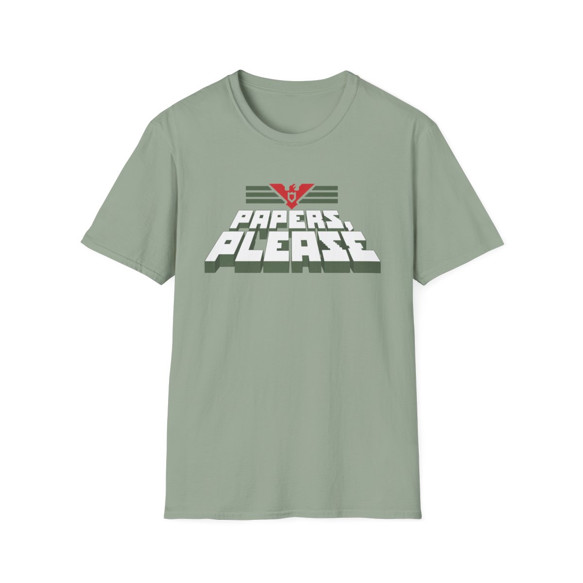Papers Please T-Shirt | Retro Immigration Inspector Logo | Papers, Please Video Game Merch - alternate angle 4, merchandise