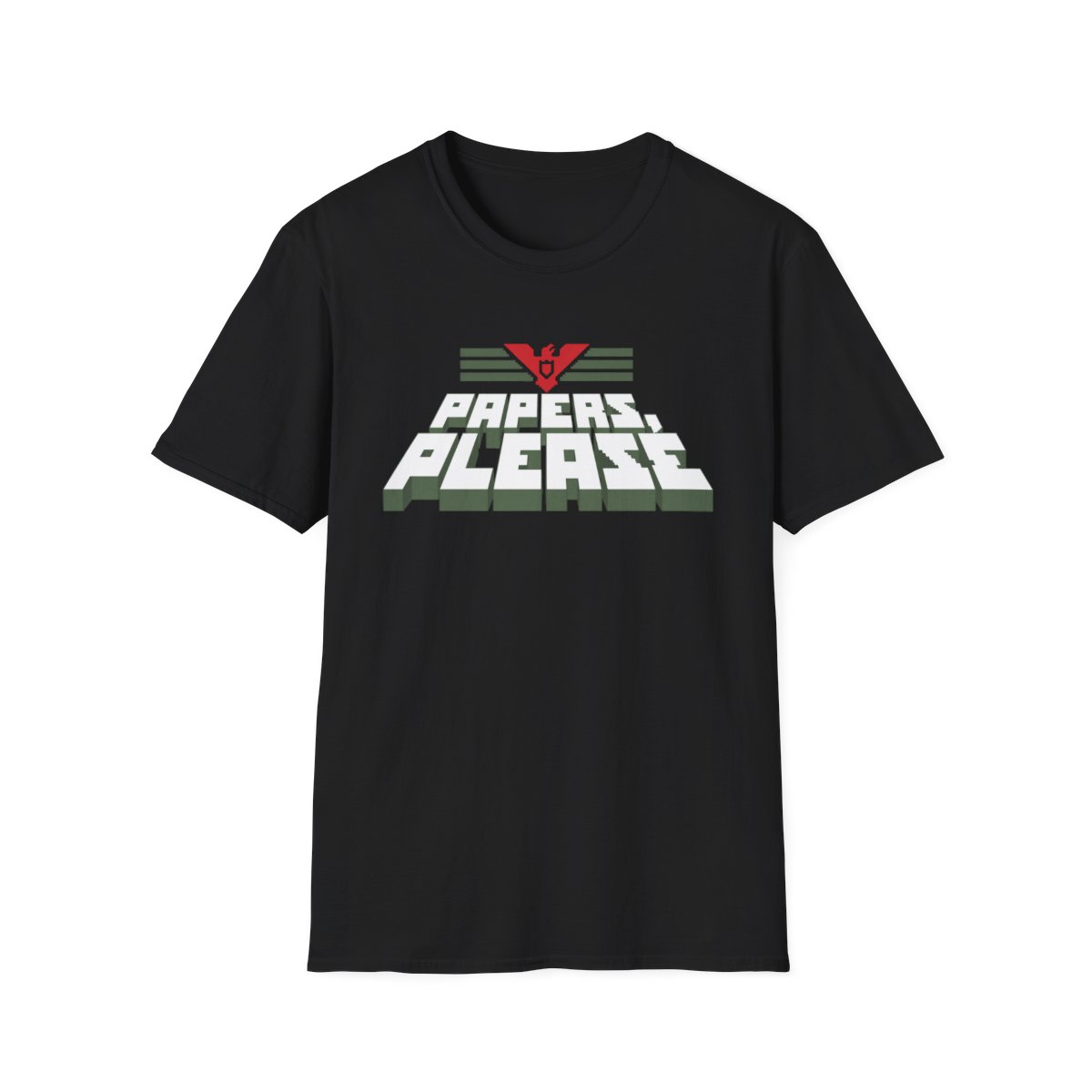 Papers Please T-Shirt | Retro Immigration Inspector Logo | Papers, Please Video Game Merch