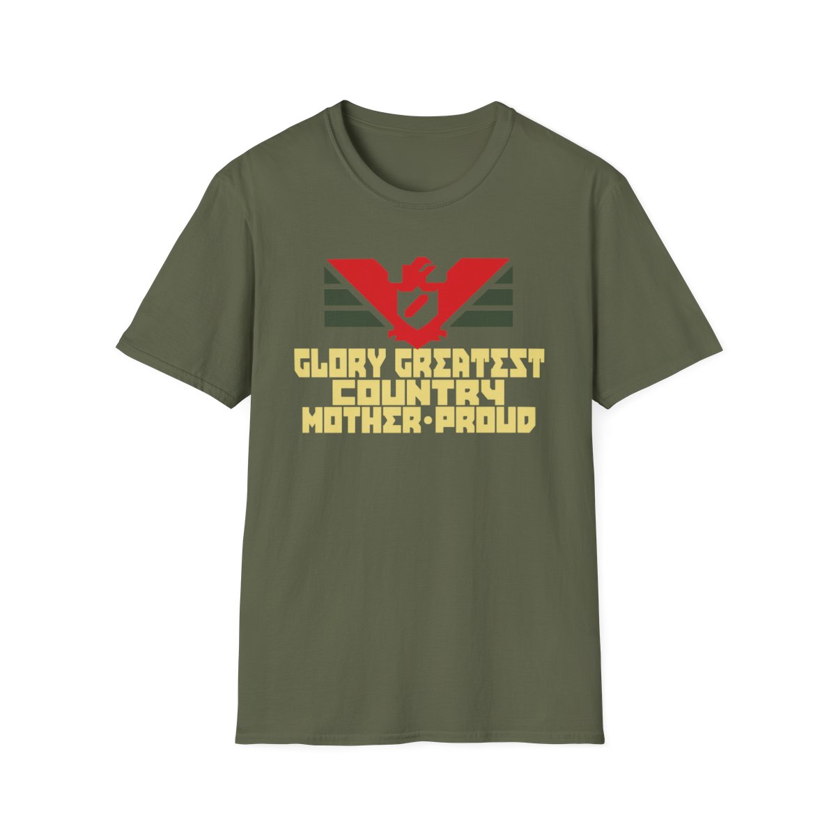 Glory Greatest Country Mother Proud T-Shirt | Retro Eagle Graphic | Papers, Please Video Game Merch - alternate angle 2, merchandise