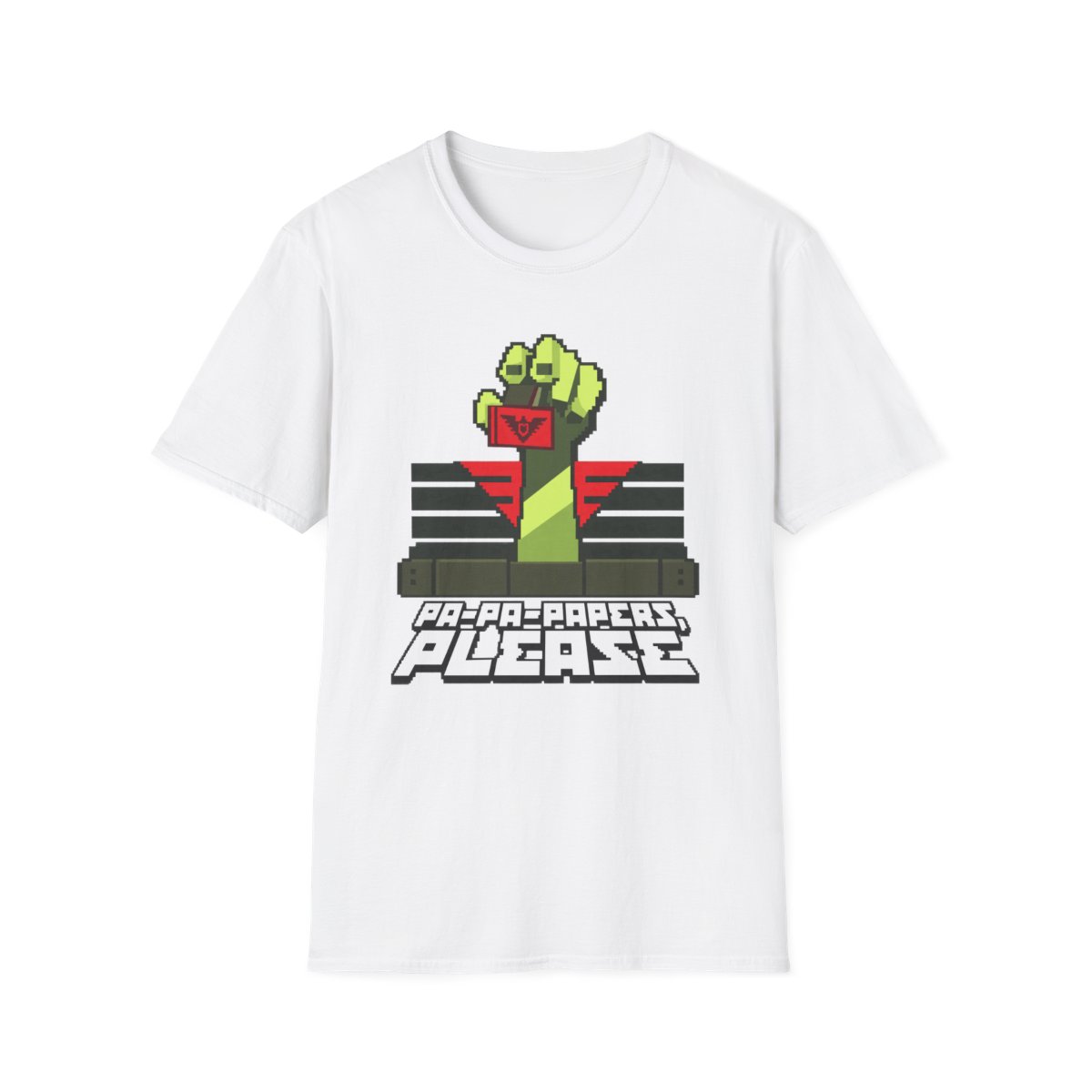 Papers Please pixel art police stamp T-Shirt | retro video game design | Papers, Please Video Game Merch