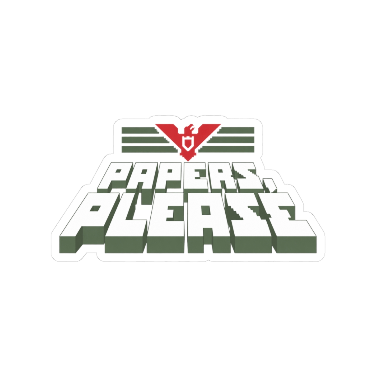 Papers Please sticker | Kiss-Cut vinyl sticker, retro government emblem design | Papers, Please Video Game Merch - Official Stickers merchandise